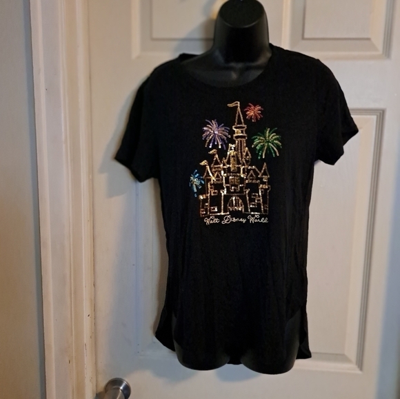 Disney Black Tee with Colorful Castle Design - Picture 1 of 5